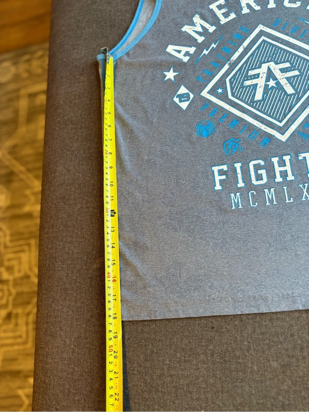 American Fighter Gray Tank Top with Blue Trim